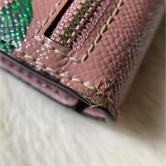 Hand Painted Peacock Pink Leather Coach Wallet - Picture 16 of 16